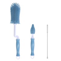 AliGan Silicone bottle brush 360 degree rotating baby nipple brush, straw brush combo cleaning kit