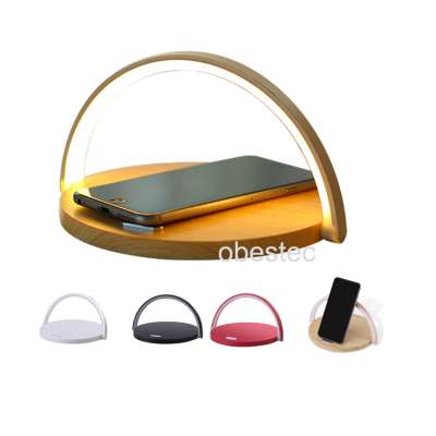 wood wireless charger LED lamp mobile phone holder wireless charger